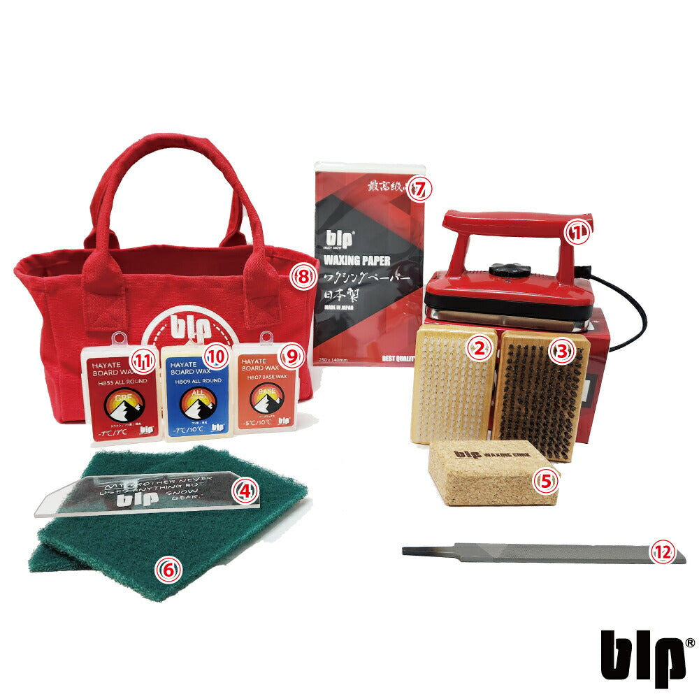 BLP Hot Wax Set for Ski and Snowboard Tuning Fastest Master 12-Piece Set with Storage Bag Waxing Iron Brush Wax Scraper Waxing Paper File etc. Enjoy Professional-Like Maintenance Yourself A Shortcut to Improving Your Ski and Snowboarding