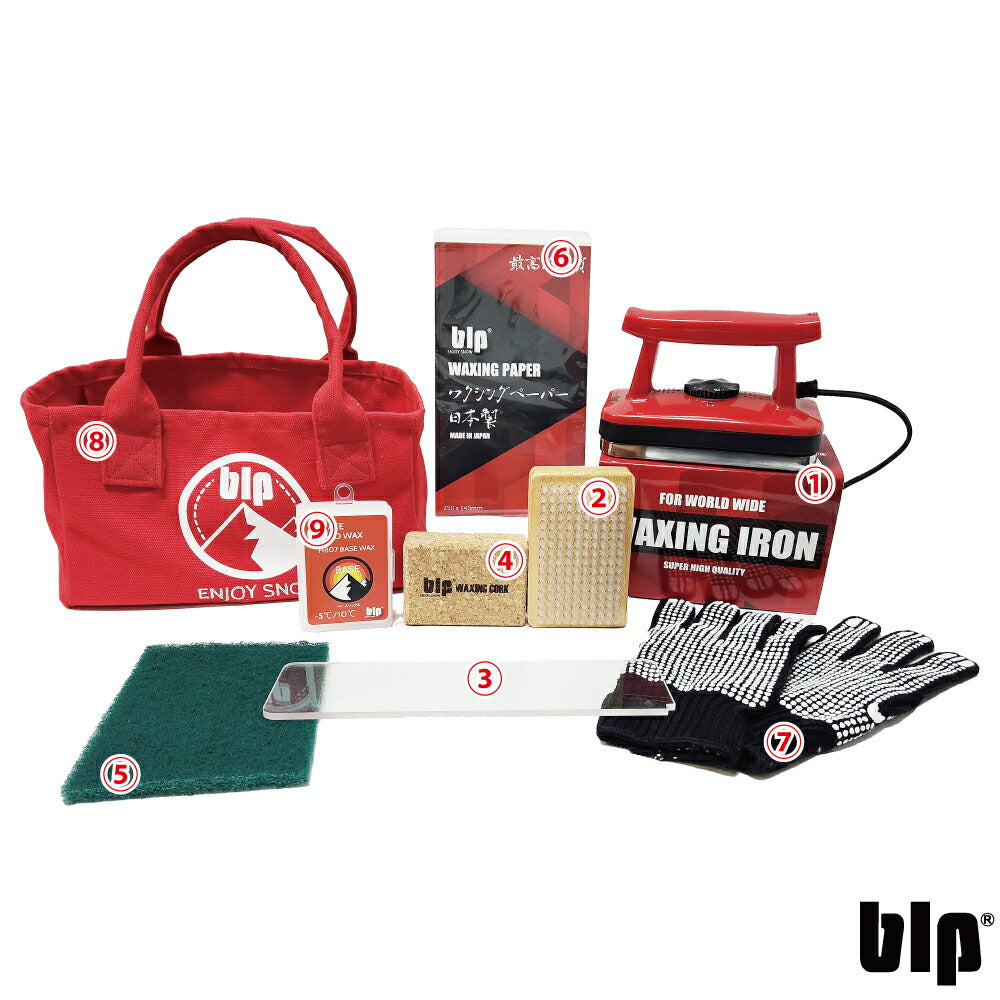 BLP Hot Wax Set for Snowboard Ski Tuning Fastest Master 9-Piece Set with Storage Bag Waxing Iron Brush Wax Scraper Waxing Paper Cork etc. Enjoy Professional-Like Maintenance Yourself A Shortcut to Improving Your Ski and Snowboarding