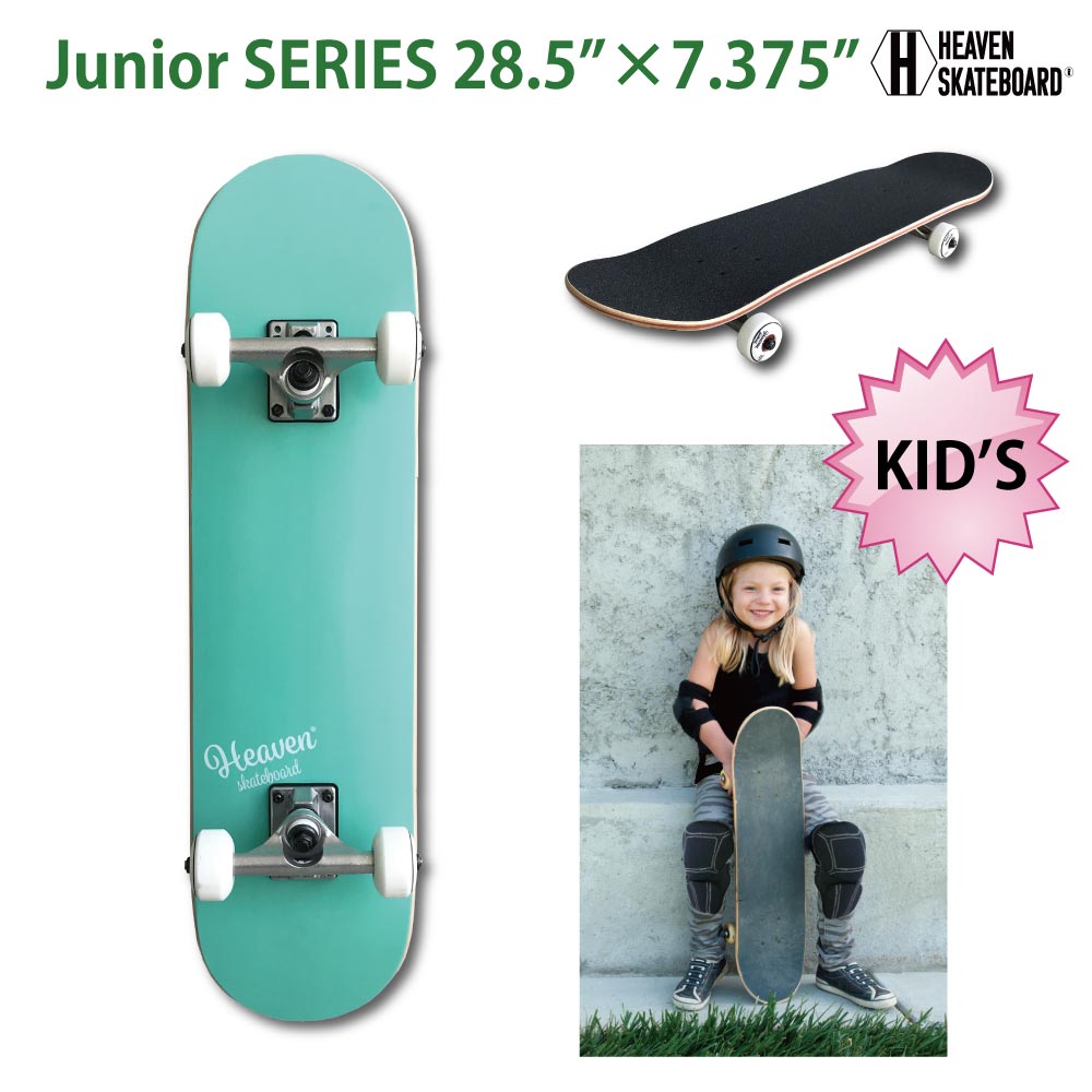 Skateboard Complete<br> Vitamin 28.5×7.375 HEAVEN JUNIOR SKATE COMPLETE<br> MINT BLUE Mint Blue Junior Skateboard High spec Professional spec finished product High quality For kids JASA member From beginners to super kids