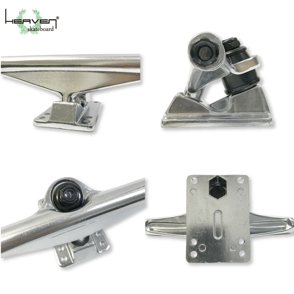 スケートボード用トラック 6.5inch SK8 TRUCK シルバー 6.5インチ 超軽量強靭 ヘブン スケート SK8 ロングスケートボード用 プールボード用 スケボー組み立て