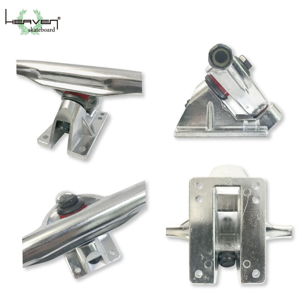 Carving Trucks, From Slalom to Surf Skate, Trucks for Long Skateboards, 6inch Heaven Waver Trucks, WAVER TRUCK, Silver, 6inch, Ultra Lightweight and Strong, For Long Skateboards, Pool Boards, Skateboard Assembly, Old School