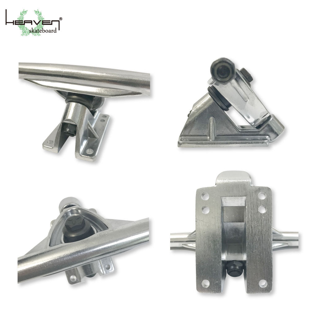 Carving Trucks, From Slalom to Surf Skate, Trucks for Long Skateboards, 7inch Heaven Waver Trucks, WAVER TRUCK, Silver, 7inch, Ultra Lightweight and Strong, For Long Skateboards, Pool Boards, Skateboard Assembly, Old School