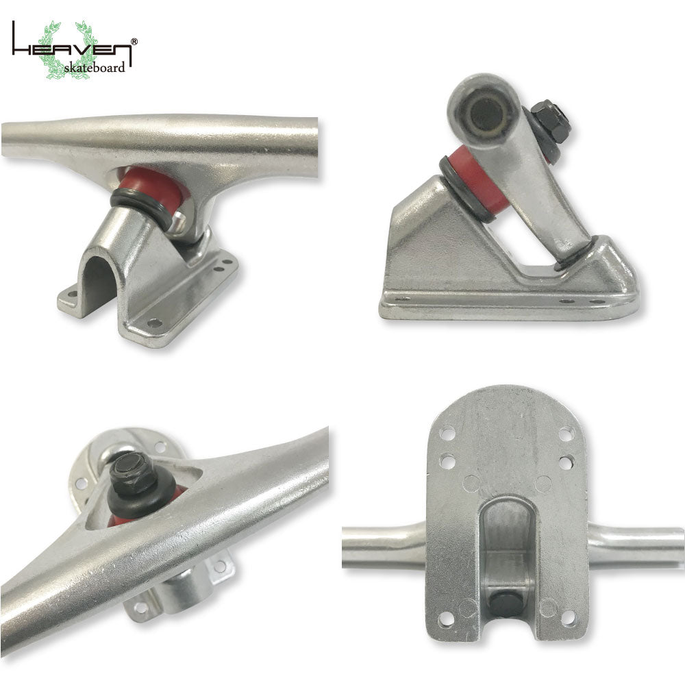 Trucks for long skateboards, 7 inch carving skate trucks, silver, 7 inch, surf skate specification, 2-level angle adjustment, ultra-lightweight and strong, Heaven, for skateboards, pool boards, and cruising skateboards