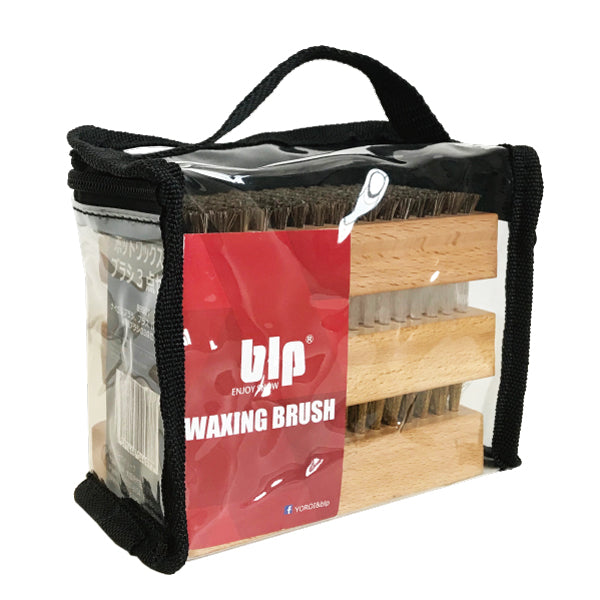 <BR>blp ホットワックス用ブラシ3点セット<BR>ナイロンブラシ、ブラス(真鍮)ブラシ、馬毛ブラシの3点セット<BR>スキー、スノボのチューンナップの必需品!使いやすい大きさ!<BR>
