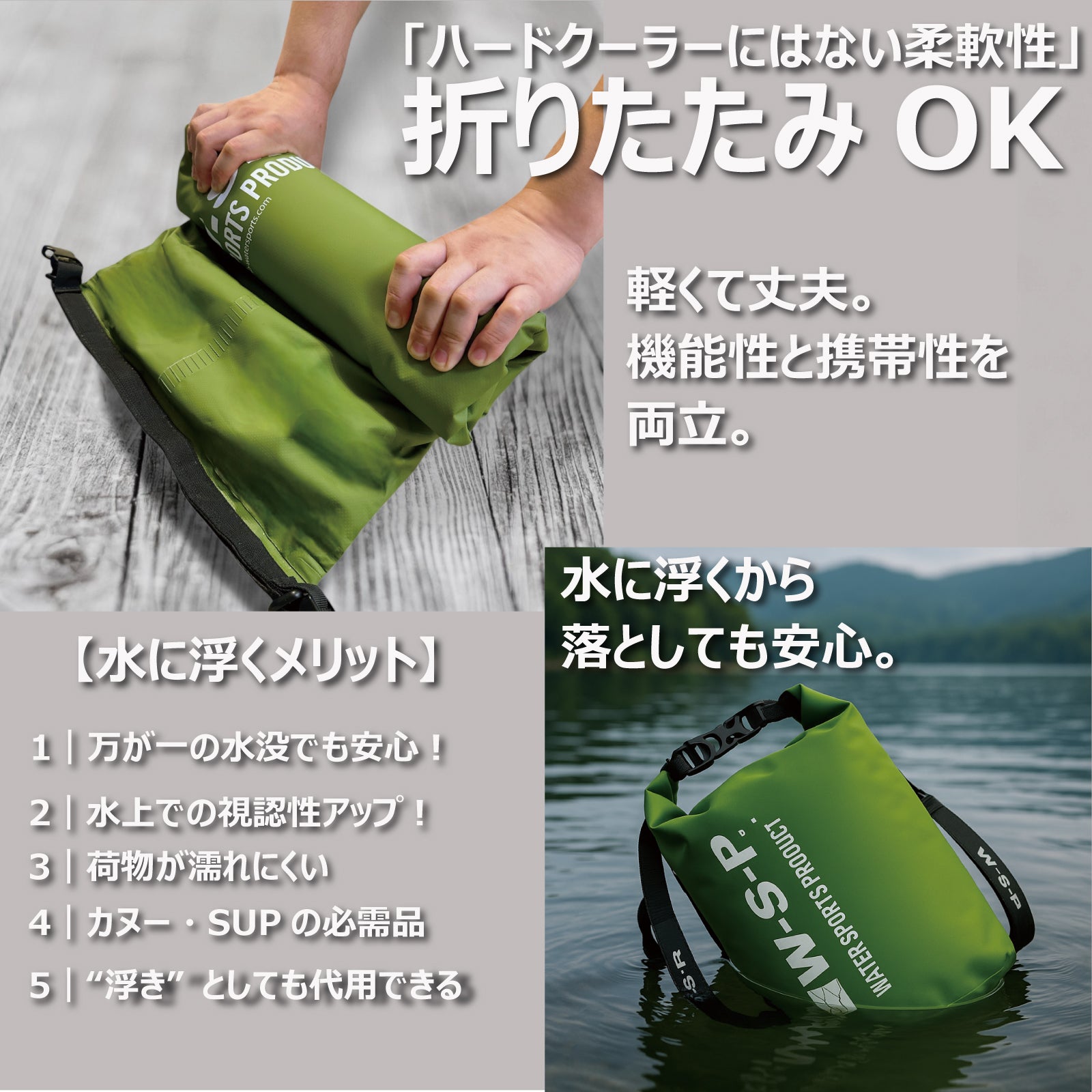 W.S.P. ICEBAG アイスバッグ 保冷バッグ 15L 20L 防水仕様 大容量 軽量 折りたたみ クーラーバッグ ソフトクーラー アウトドア キャンプ 海 川 釣り BBQ レジャー おしゃれ 肩掛け 持ち運び便利 保冷力抜群 ブラック 夏フェス ピクニック 車中泊 メンズ レディース