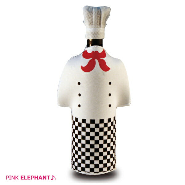 PINK ELEPHANT WINEBOTTLE COVER<br> Pink Elephant Wine Bottle Cover Chef Black<br><br> 5002014