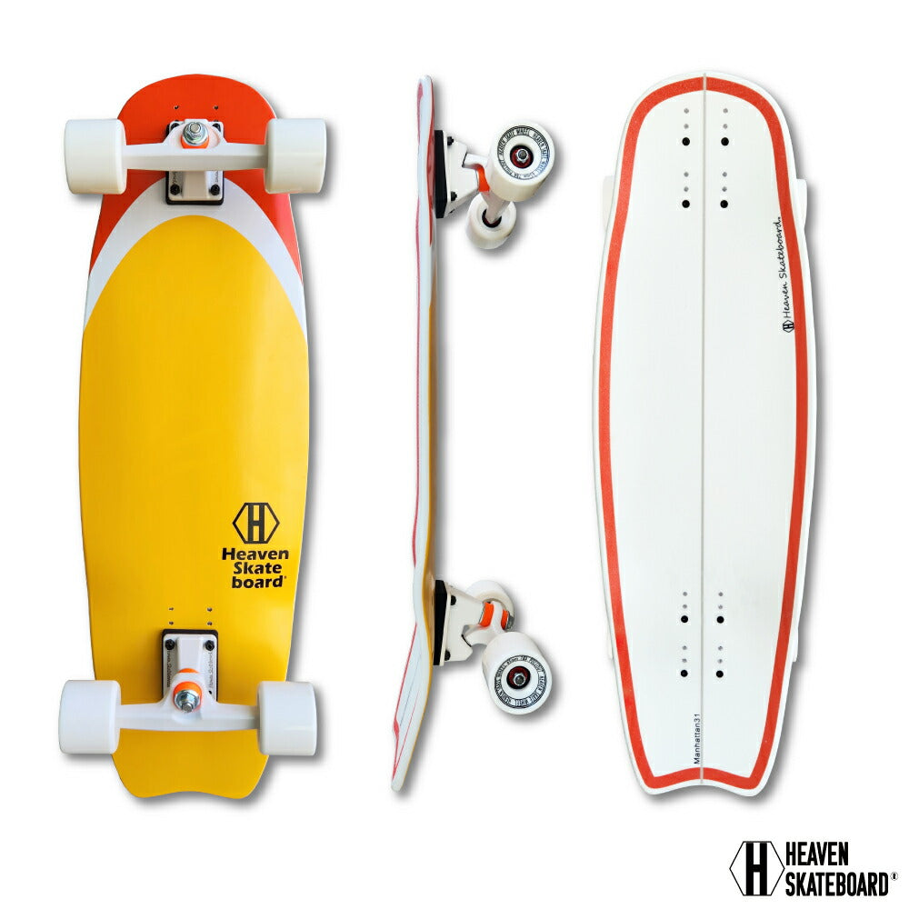 Skateboard Surf Skateboard HEAVEN Manhattan31 Heaven Manhattan 31 Skateboard Surfing Off-training Experience surfing on the street even when there are no waves Quick and sticky turns Perfect for practicing bottom turns and cutbacks