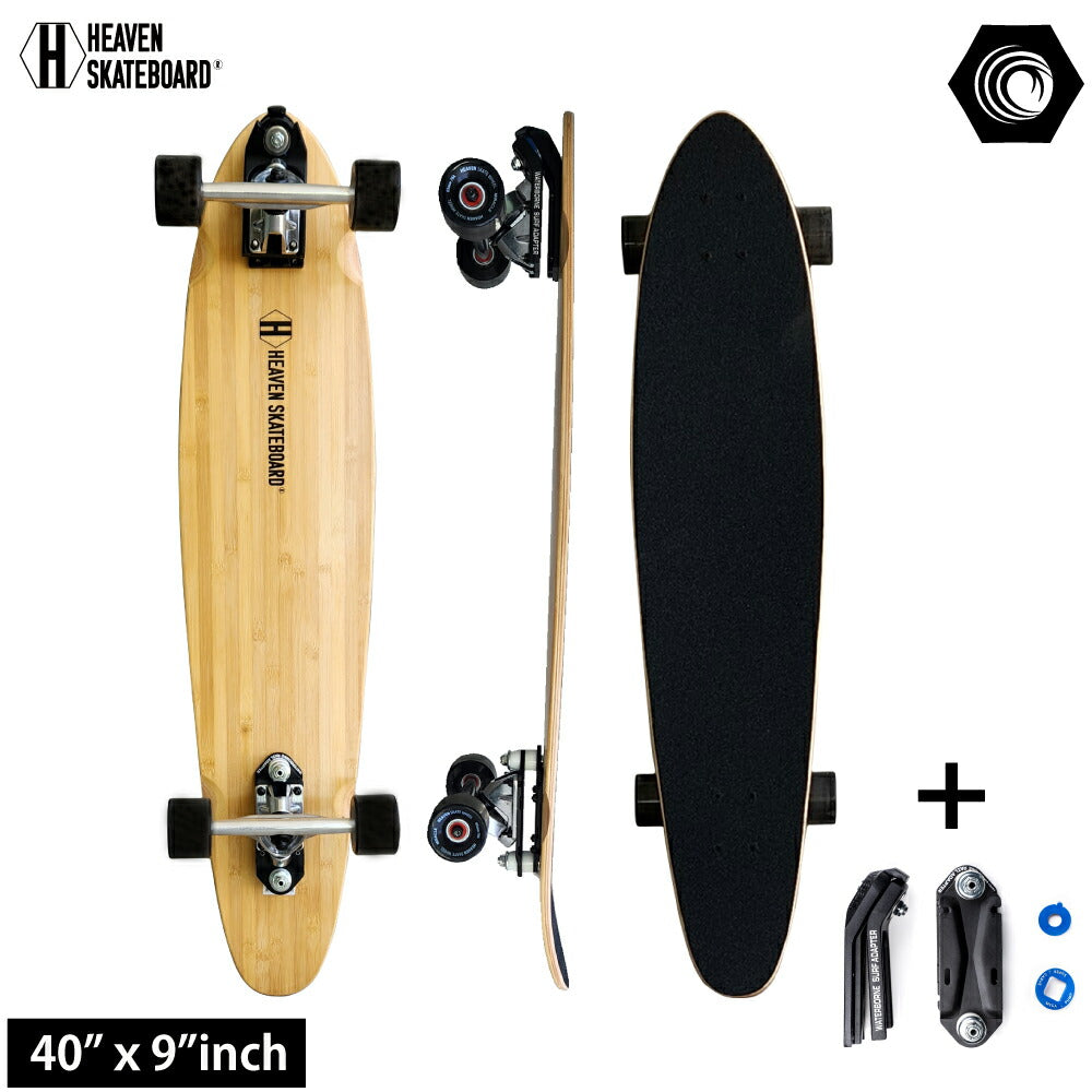ロングスケートボード<br>HEAVEN SKATEBOARD BAMBOO 40WBF <br>ヘブンスケートボードバンブー40ウォーターボーンコンボ<br>安定したライディング スノボやサーフィンのオフトレロングスケボー ロンスケ サーフスケート<br>WATERBORNE 数量限定モデル