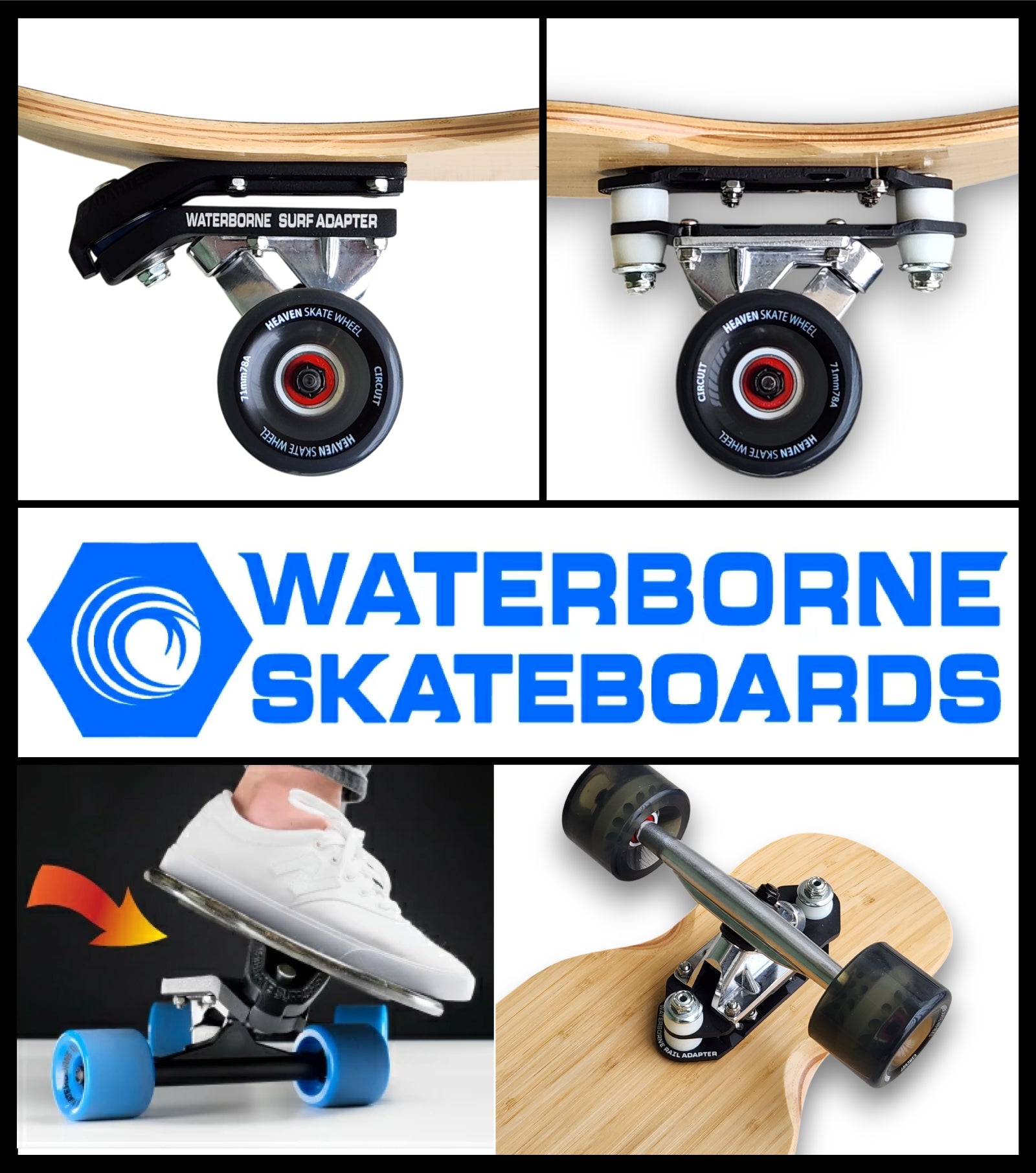HEAVEN SKATEBOARD PETER RIDE ピーターライド46-WB ウォーターボーンコラボ ロングスケートボード サーフスケート クルーザー 楽しいスノボオフトレ スノーボード サーフィン練習用 カービング バックサイドターン フロントサイドターン 初心者から上級者まで 数量限定