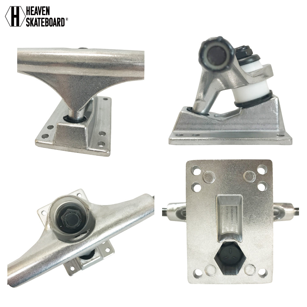 スケートボード用トラック 4.5inch SK8 TRUCK シルバー 4.5インチ 超軽量強靭 高品質 軽くて丈夫 プロ仕様 ヘブン スケボー SK8 ショートボード用 スケボー組み立て 短く細めのデッキやキッズジュニア用に