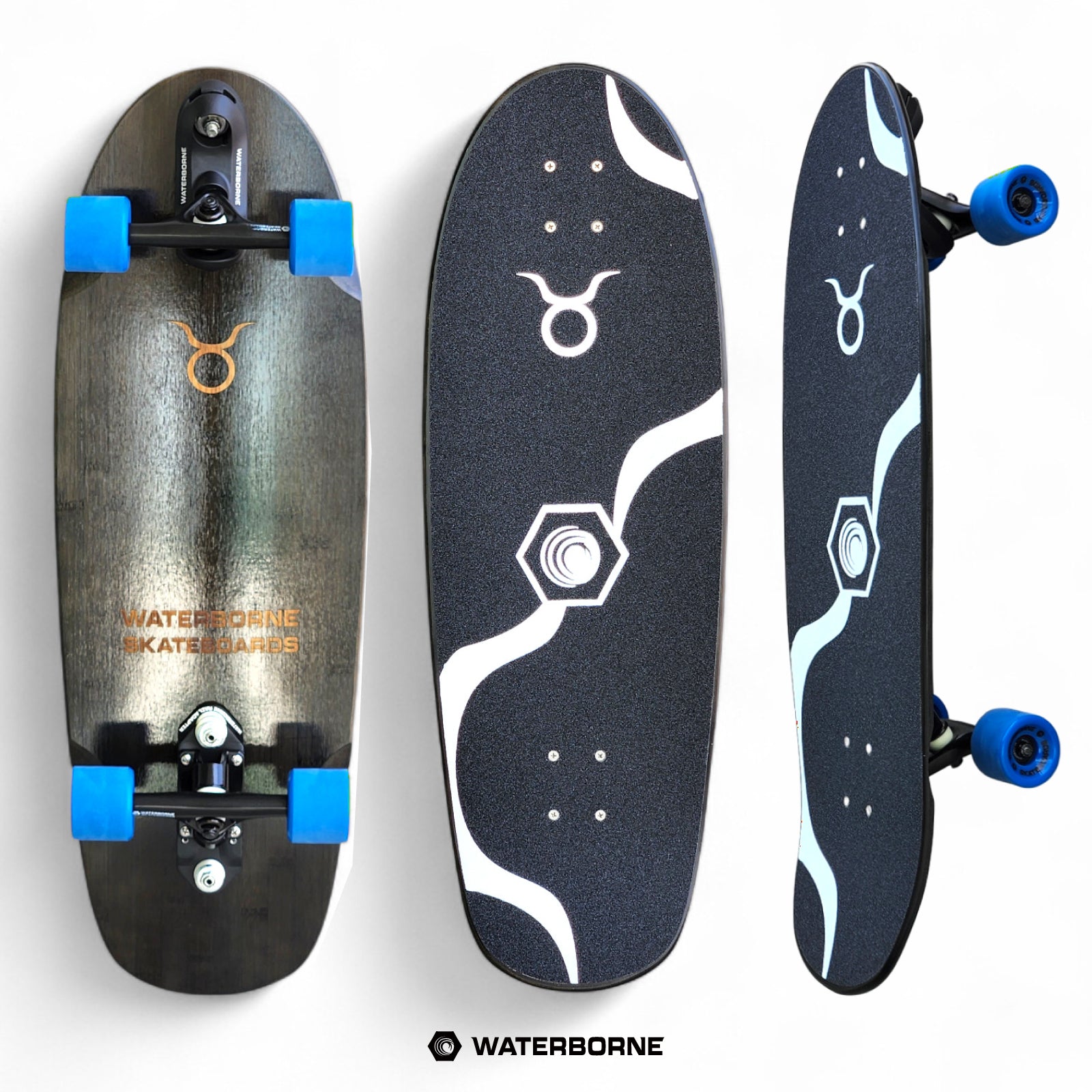 【サーフスケート】DREAM TAURUS BLACK BAMBOO(ドリームタウラス ブラックバンブー)WATERBORNE ドリームトラック搭載 完成品スケートボード 32インチ×10.5 ワイドデッキ カービング 初心者 上級者 安定感抜群 街乗り オフトレ 練習用にも