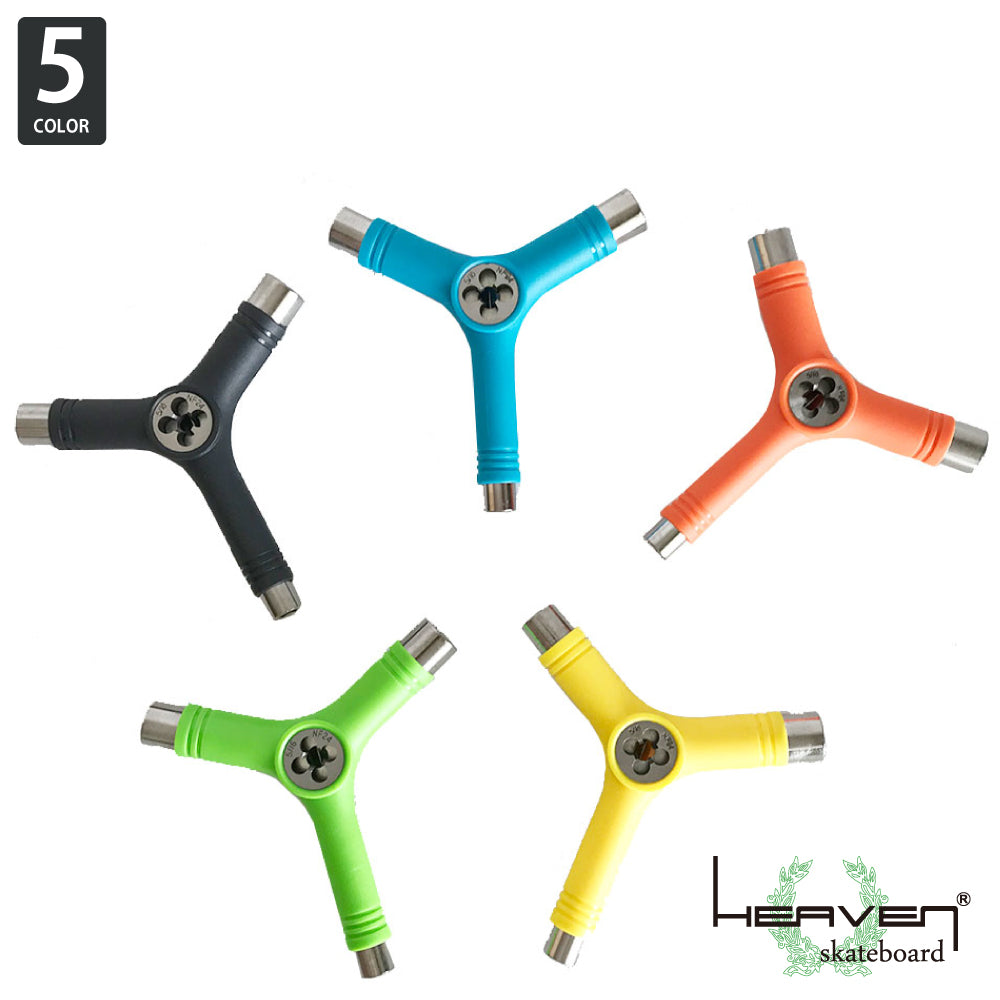 ヘブンマルチスケートボードツールY字ツールHEAVENSKATEBOARDY-TOOL5色展開ブラックブルーオレンジグリーンイエロースケーター必須アイテムマルチツールスケートボードスケボーsk8タップ切りもあるおしゃれ