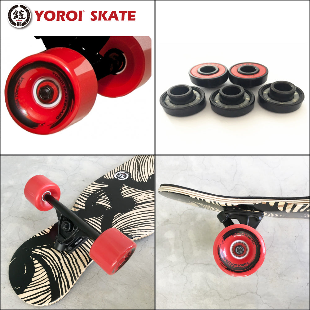 Long Skateboard Dancing<br> YOROI JUJU 45 inch, approx. 114.3 x 23.5 cm, bamboo fiberglass, YOROI JUJU 45 inch, off-training for snowboarding and surfing, high quality long skateboard, long skate surf skate, carving skateboard, finished product
