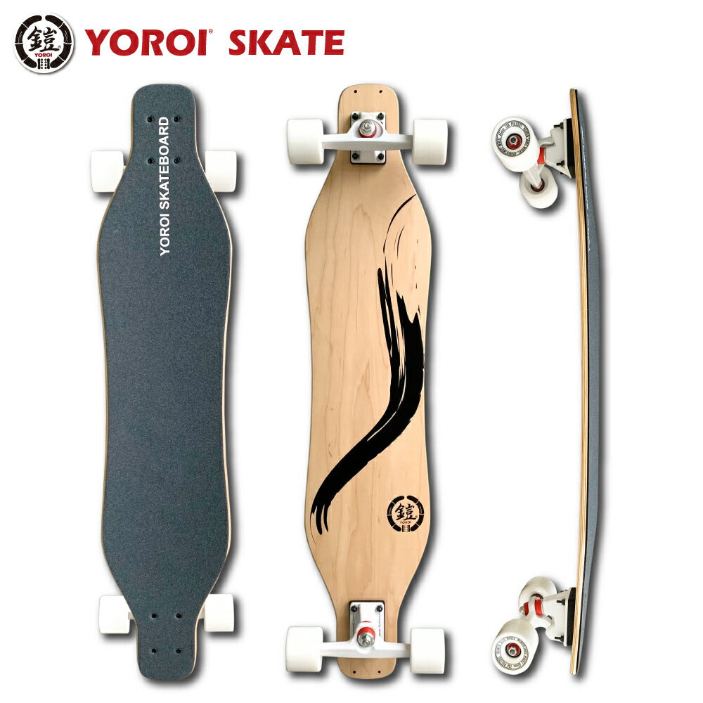 ロングスケートボードカービングスケートボードロンスケ38インチ完成品YOROISKATEBOARDRYU38スノボオフトレバンブーデッキ大胆なしなりホイールベース長めデッキ