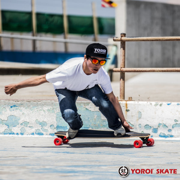 ロングスケートボードカービングスケートボードロンスケ38インチ完成品YOROISKATEBOARDRYU38スノボオフトレバンブーデッキ大胆なしなりホイールベース長めデッキ