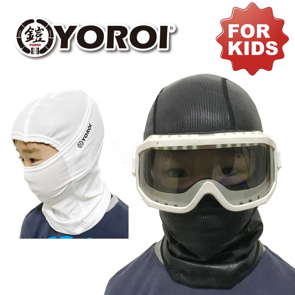 YOROI鎧ヨロイバラクラバBALACLAVAフェイスマスクフェイスガードキッズジュニア子供スノーボードスキーバイク自転車サイクリングアウトドアブラックホワイトフリーサイズ防風日除けUVおしゃれYR092