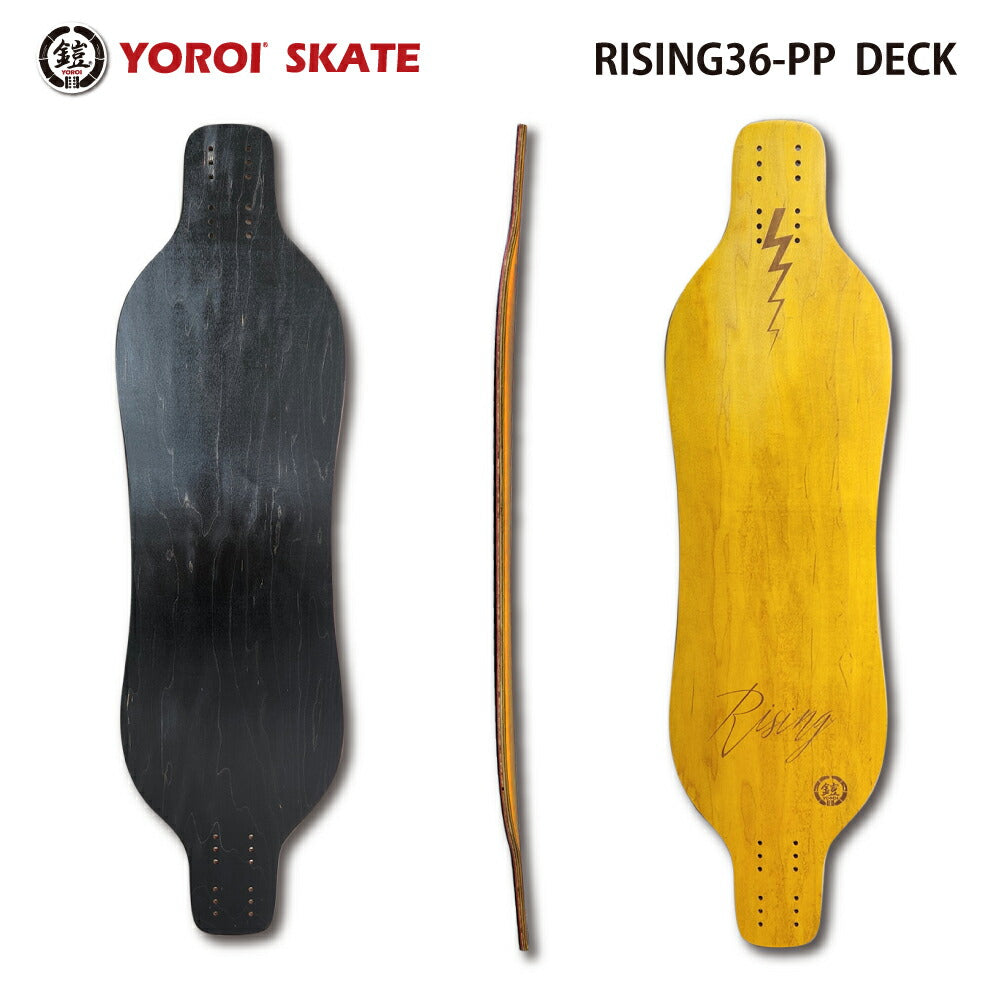 Long Skateboard Deck<br> YOROI SKATEDECK RISING 36PPD<br> 36 inch approx. 91.4 x 25.4 cm Yoroi Skateboard Raijin 36 Raijin Yellow Snowboard Off-training Carving Longboard Deck Surf Skate