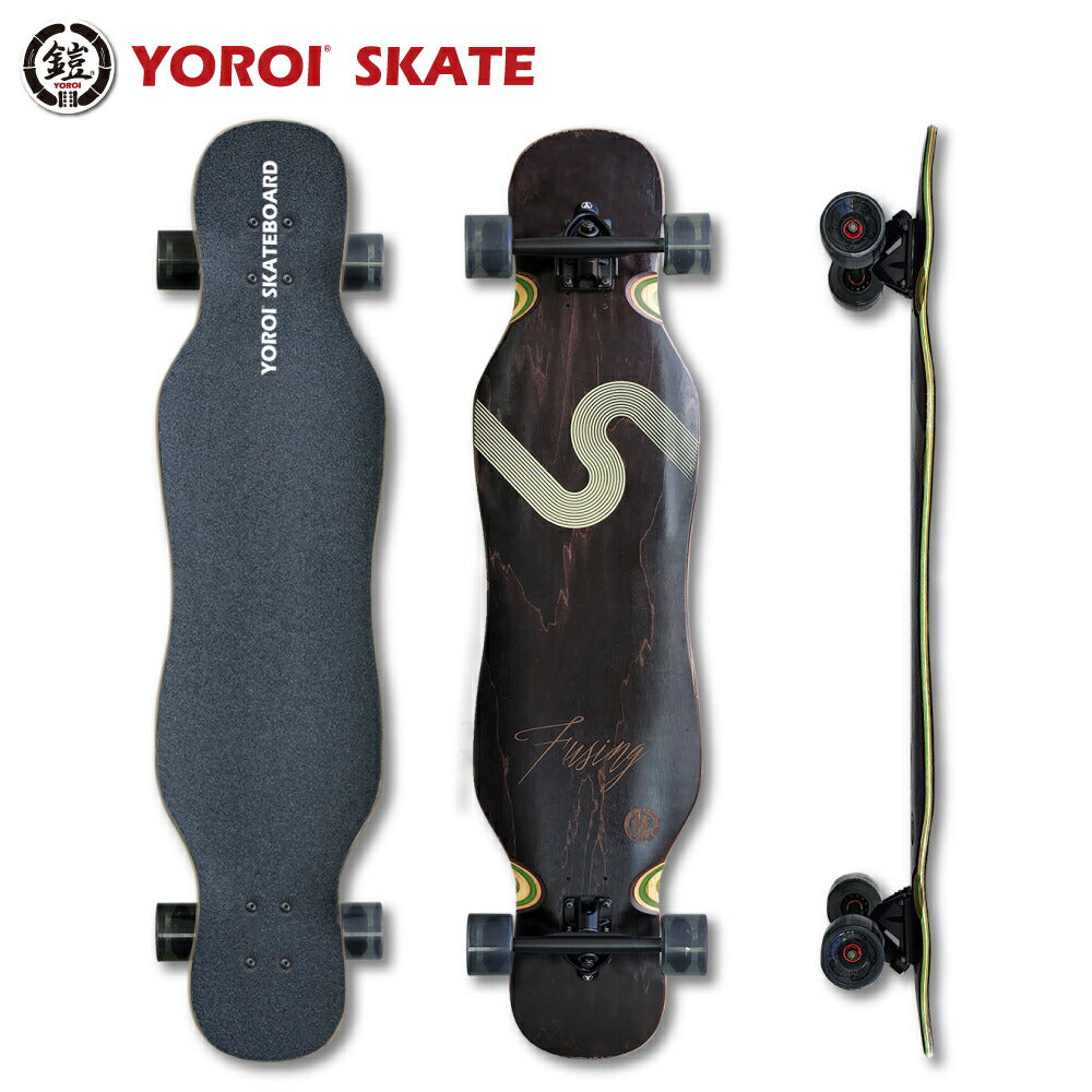 Long skateboard Ronske<br> YOROI SKATEBOARD FUSING 41LP Approx. 104.1 x 25.4 cm Yoroi Skateboard Fuujin Fujin 41 Fuujin Black Weber Truck Snowboard Surfing Off-Training Carving Dancing Finished Product