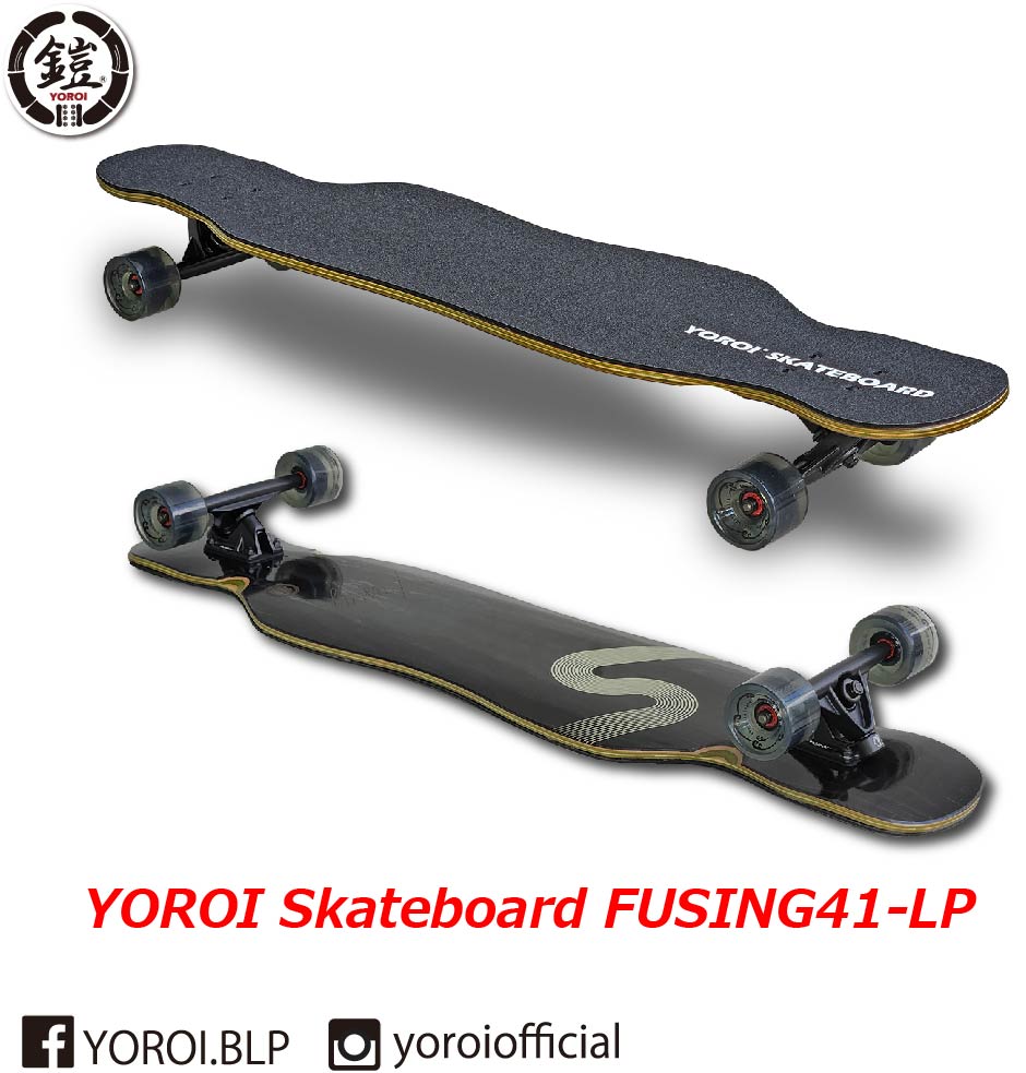 Long skateboard Ronske<br> YOROI SKATEBOARD FUSING 41LP Approx. 104.1 x 25.4 cm Yoroi Skateboard Fuujin Fujin 41 Fuujin Black Weber Truck Snowboard Surfing Off-Training Carving Dancing Finished Product