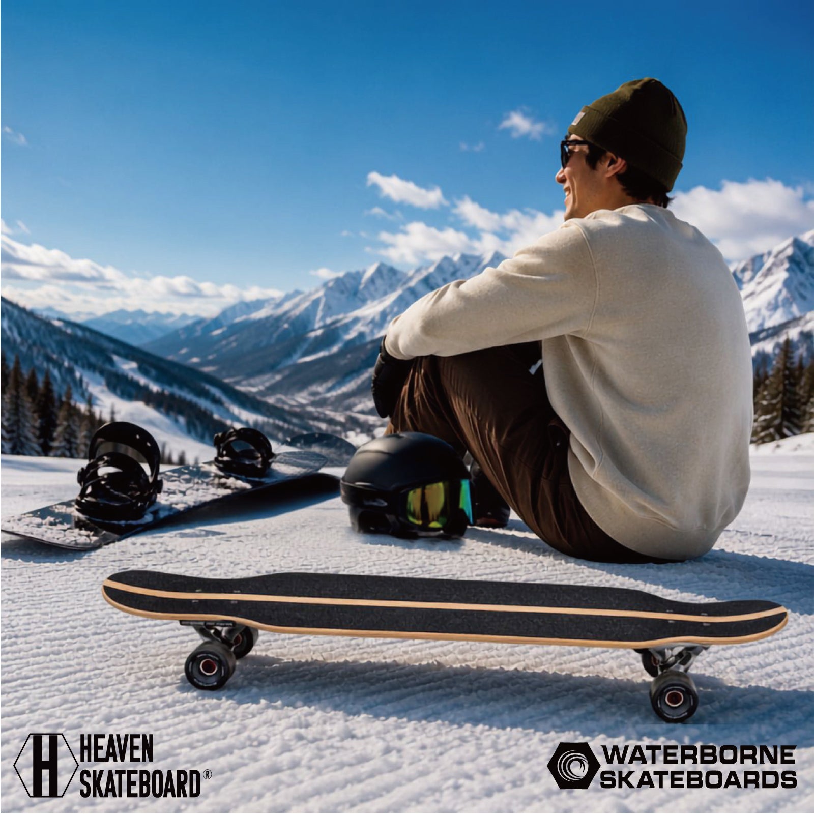 HEAVEN SKATEBOARD PETER RIDE ピーターライド46-WB ウォーターボーンコラボ ロングスケートボード サーフスケート クルーザー 楽しいスノボオフトレ スノーボード サーフィン練習用 カービング バックサイドターン フロントサイドターン 初心者から上級者まで 数量限定