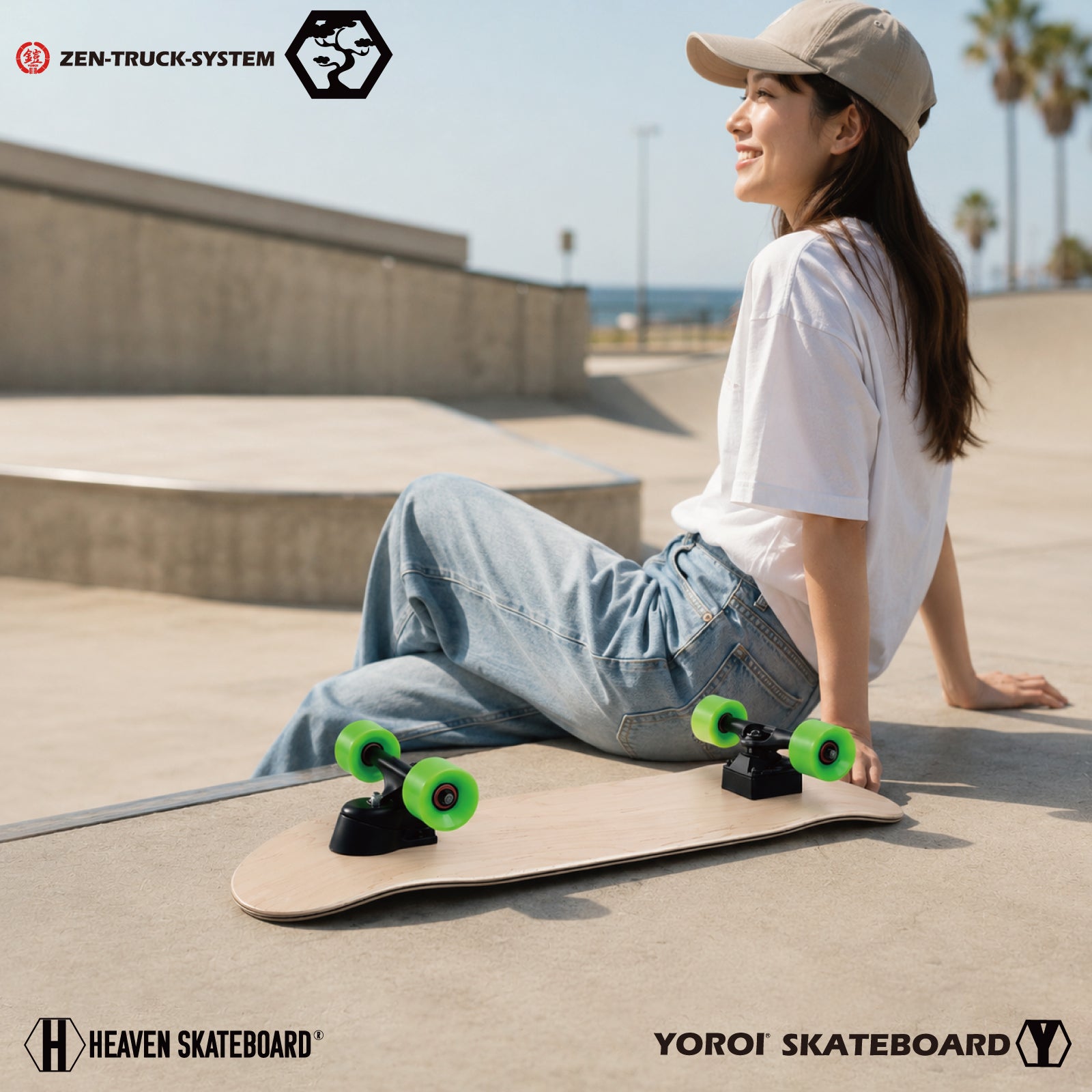 HEAVEN SKATEBOARD RHYTHM 32 ZEN リズム 32 ゼン 禅  YOROI ZENTRUCK ロンスケ サーフスケート クルーザー 楽しい ウェイクサーフィン練習用 スノボオフトレ スノーボード カービング バックサイドターン フロントサイドターン 初心者から上級者まで