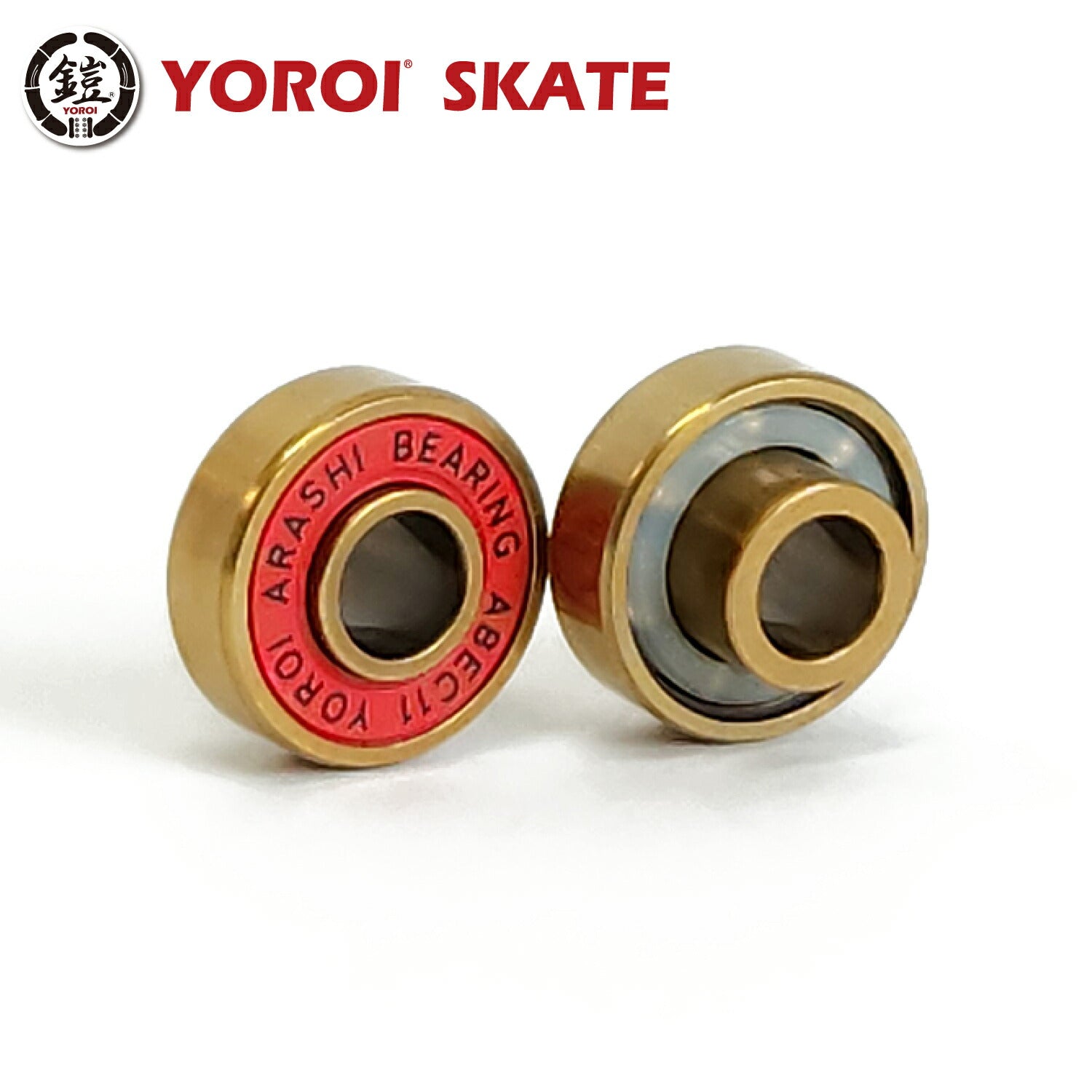スケボー用ベアリング ビルトインベアリング YOROI SKATE BEARING ARASHI ヨロイ スケート ベアリング アラシ BUITL-IN-BEARING TITAN GOLD ABEC-11 ビルトインベアリング チタンゴールド 1台分 8個セット スケート スケボー sk8 SKATEBOARD 高速回転 スケートボード