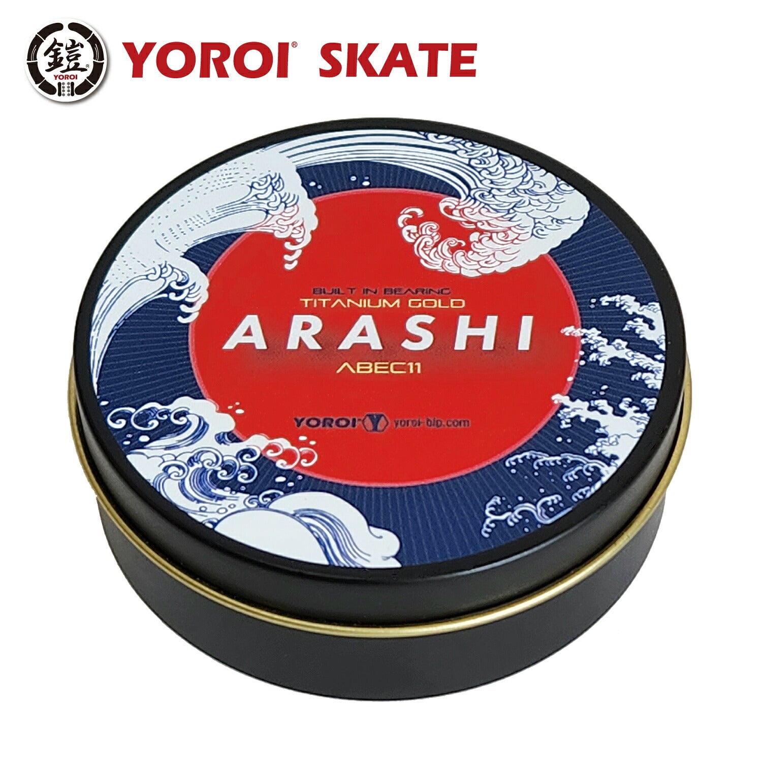 スケボー用ベアリング ビルトインベアリング YOROI SKATE BEARING ARASHI ヨロイ スケート ベアリング アラシ BUITL-IN-BEARING TITAN GOLD ABEC-11 ビルトインベアリング チタンゴールド 1台分 8個セット スケート スケボー sk8 SKATEBOARD 高速回転 スケートボード